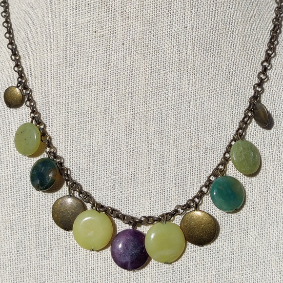 Yellow jade and amethyst necklace - Picture 7 of 7